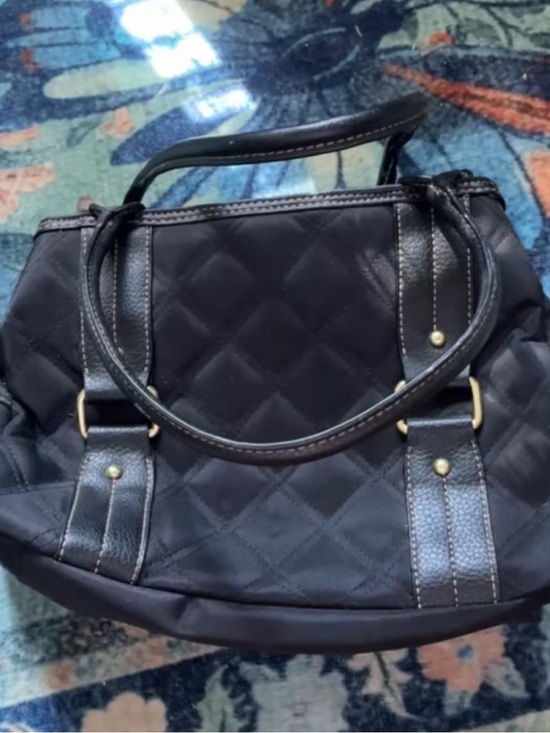 Handbags - Quilted Black Women's Tote with Gold-Tone Accents